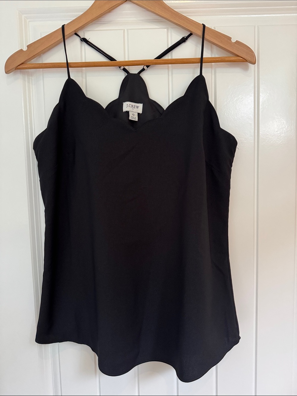 J. Crew Black Scalloped V-Neck Camisole 0